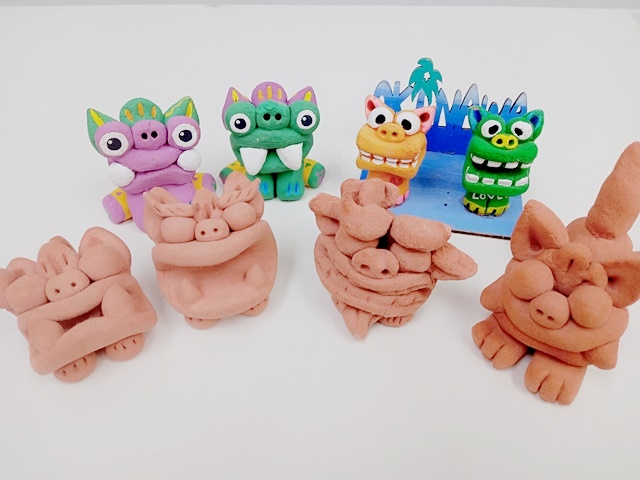 素焼きシーサー,絵付けしたシーサー