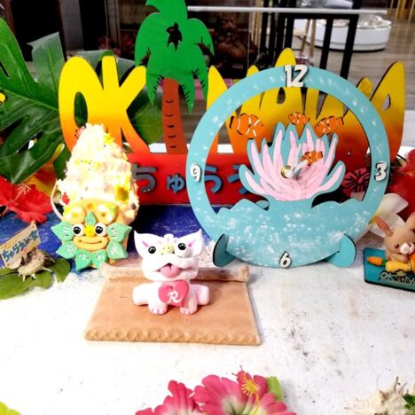 シーサー絵付け、ちゅら時計絵付け
